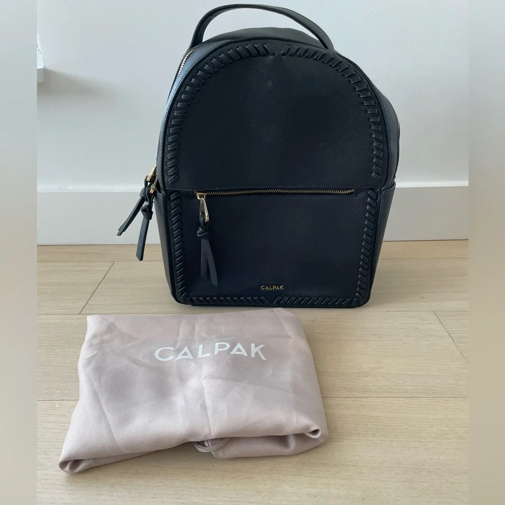 Calpak Black Kaya Backpack with Whipstitch Trim